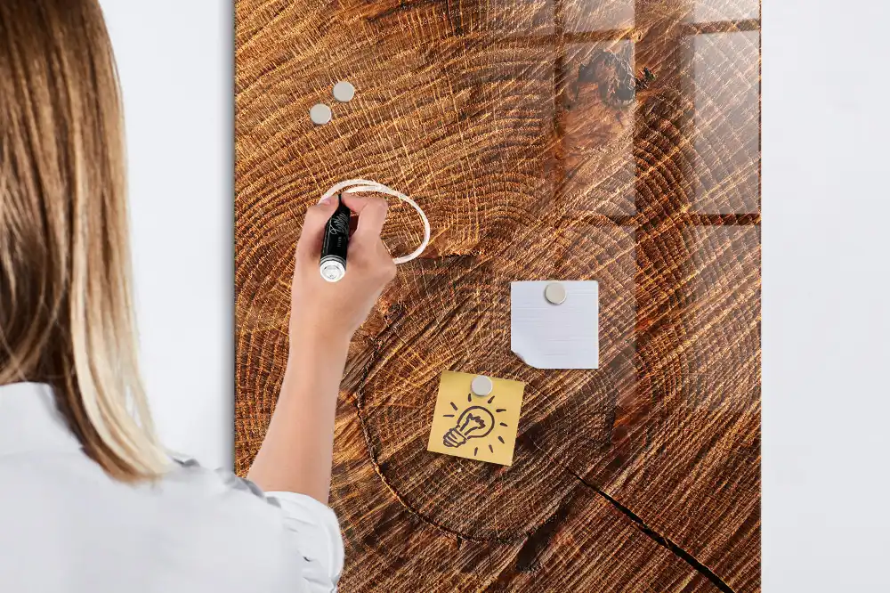 Tableau magnétique effaçable à sec avec cadre en bois naturel