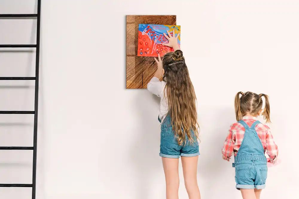 Tableau magnétique effaçable à sec avec cadre en bois naturel
