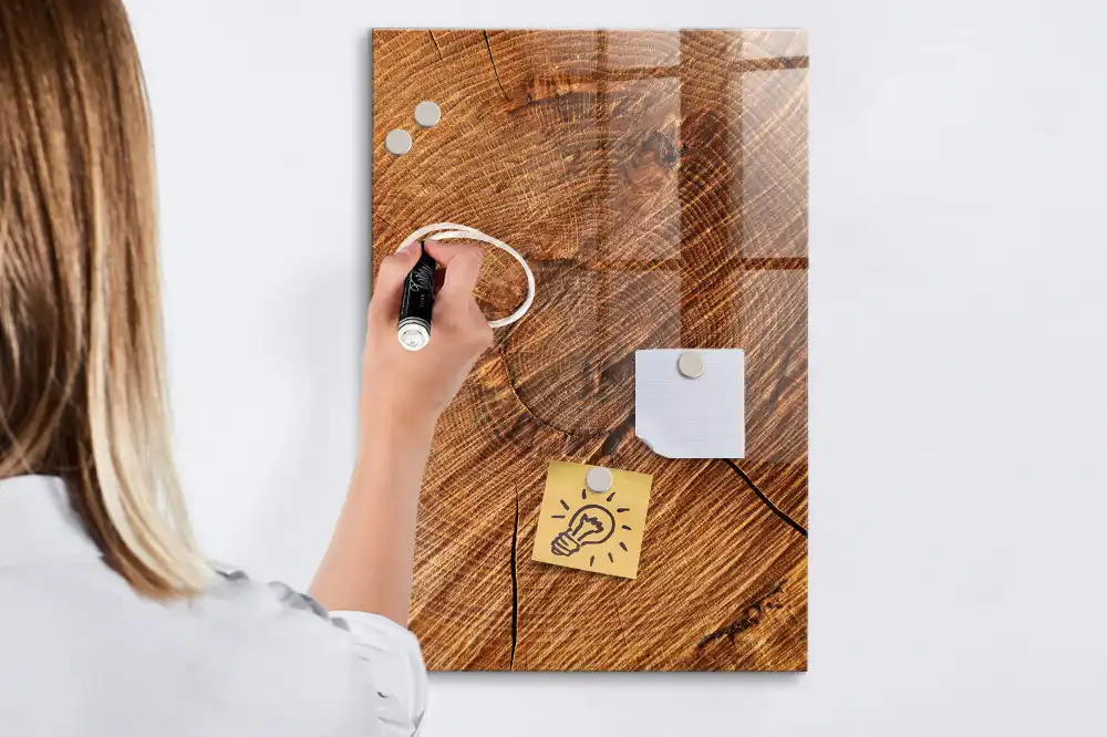 Tableau magnétique effaçable à sec avec cadre en bois naturel