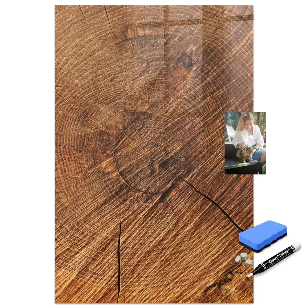 Tableau magnétique effaçable à sec avec cadre en bois naturel