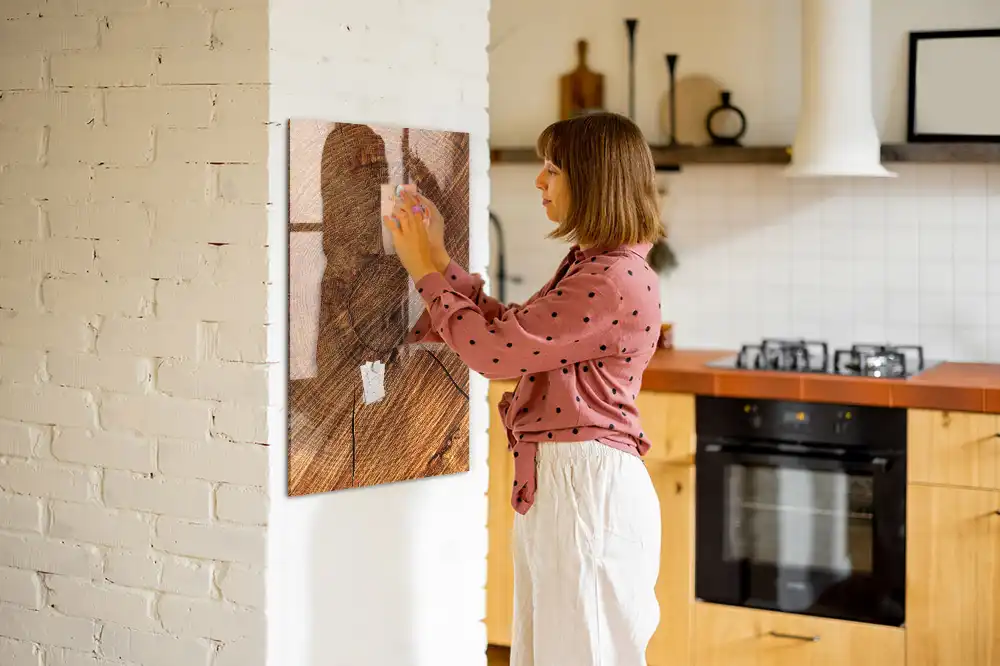 Tableau magnétique effaçable à sec avec cadre en bois naturel