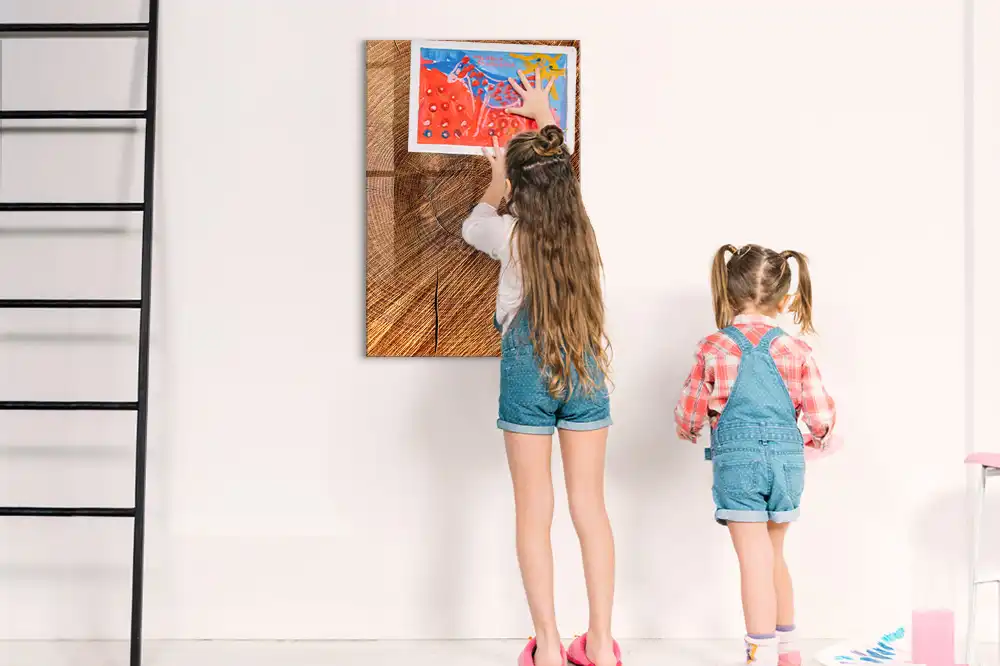 Tableau magnétique effaçable à sec avec cadre en bois naturel