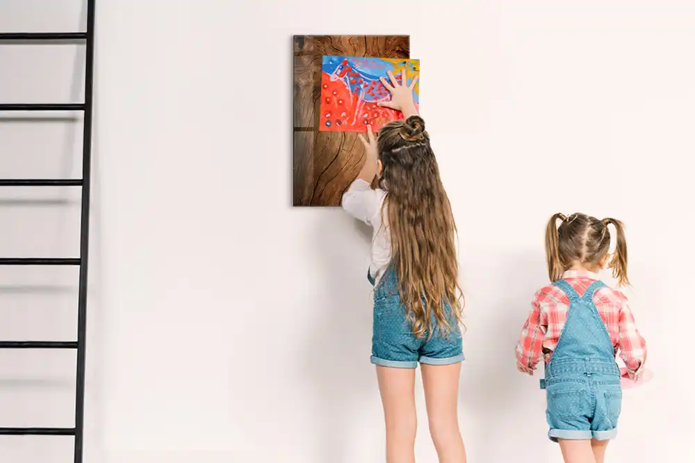 Tableau magnétique effaçable vieux chêne