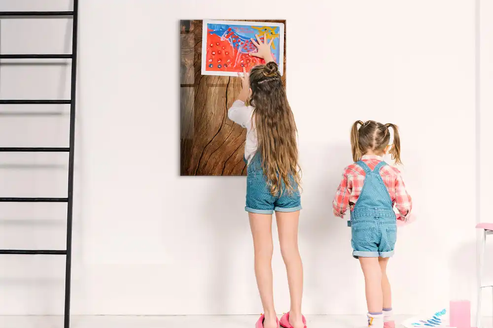 Tableau magnétique effaçable vieux chêne