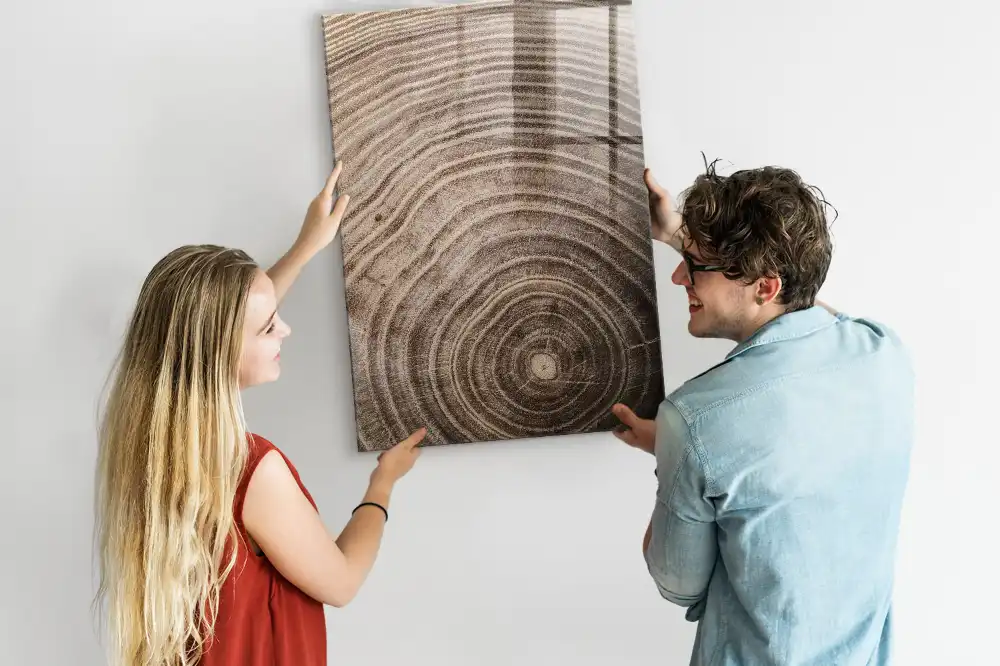 Tableau magnétique effaçable avec anneaux en bois