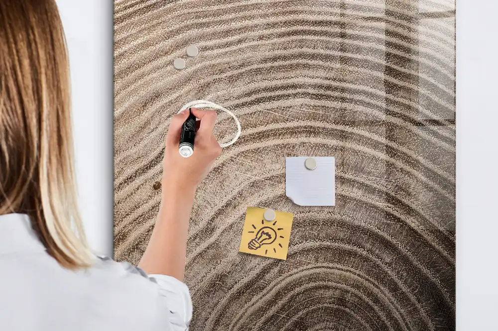 Tableau magnétique effaçable avec anneaux en bois