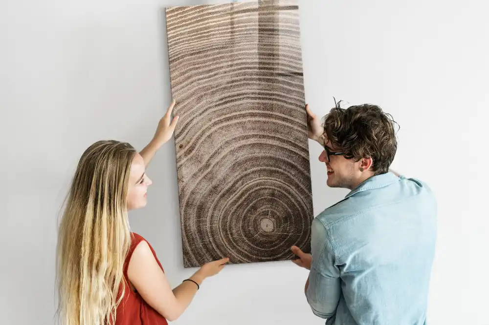 Tableau magnétique effaçable avec anneaux en bois