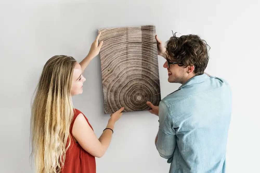 Tableau magnétique effaçable avec anneaux en bois