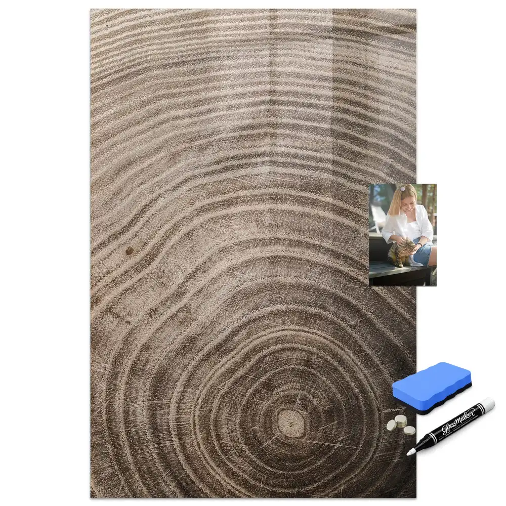 Tableau magnétique effaçable avec anneaux en bois
