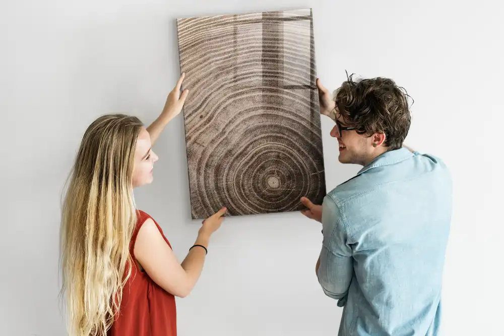 Tableau magnétique effaçable avec anneaux en bois