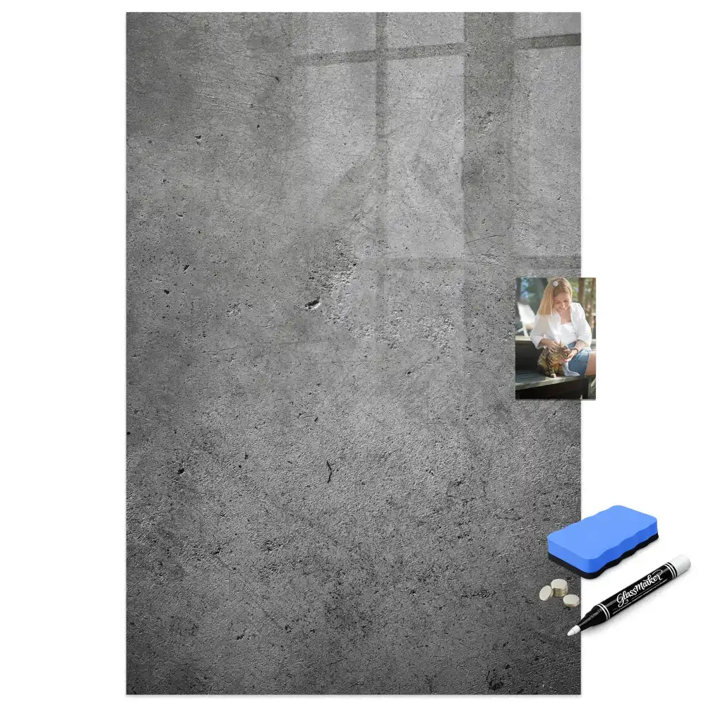 Tableau magnétique effaçable à sec finition béton brut