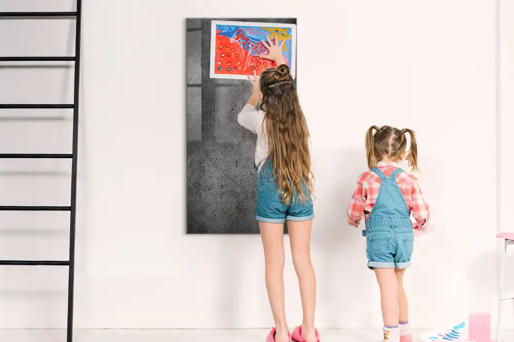 Tableau magnétique effaçable à sec finition béton brut