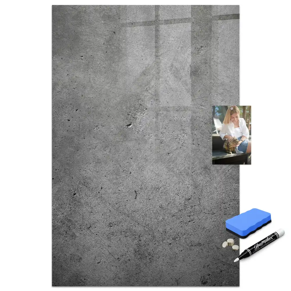 Tableau magnétique effaçable à sec finition béton brut