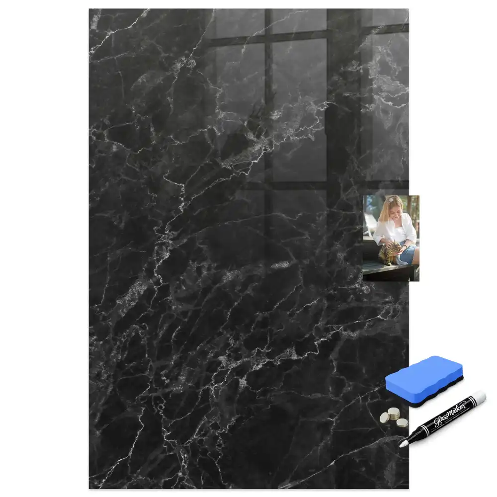 Tableau magnétique effaçable effet marbre noir