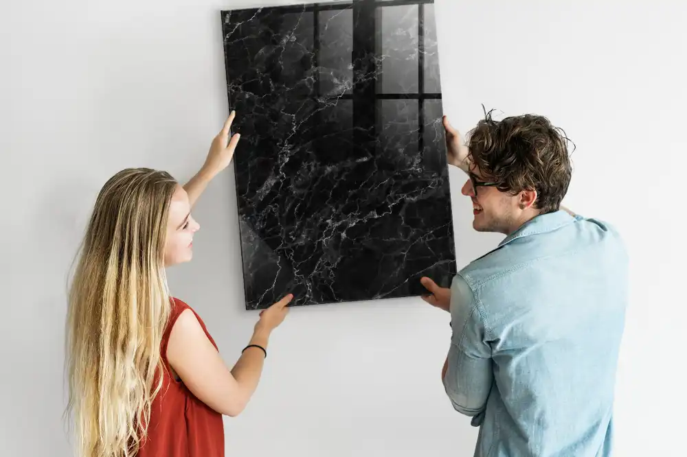 Tableau magnétique effaçable effet marbre noir