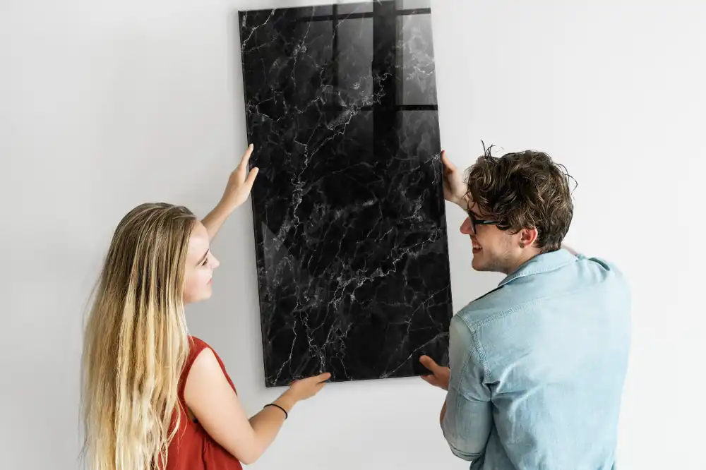 Tableau magnétique effaçable effet marbre noir