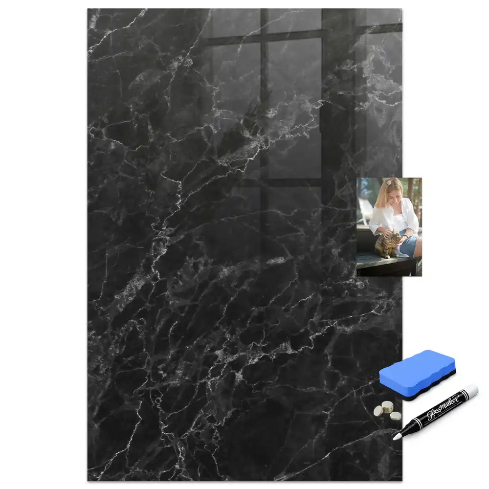 Tableau magnétique effaçable effet marbre noir
