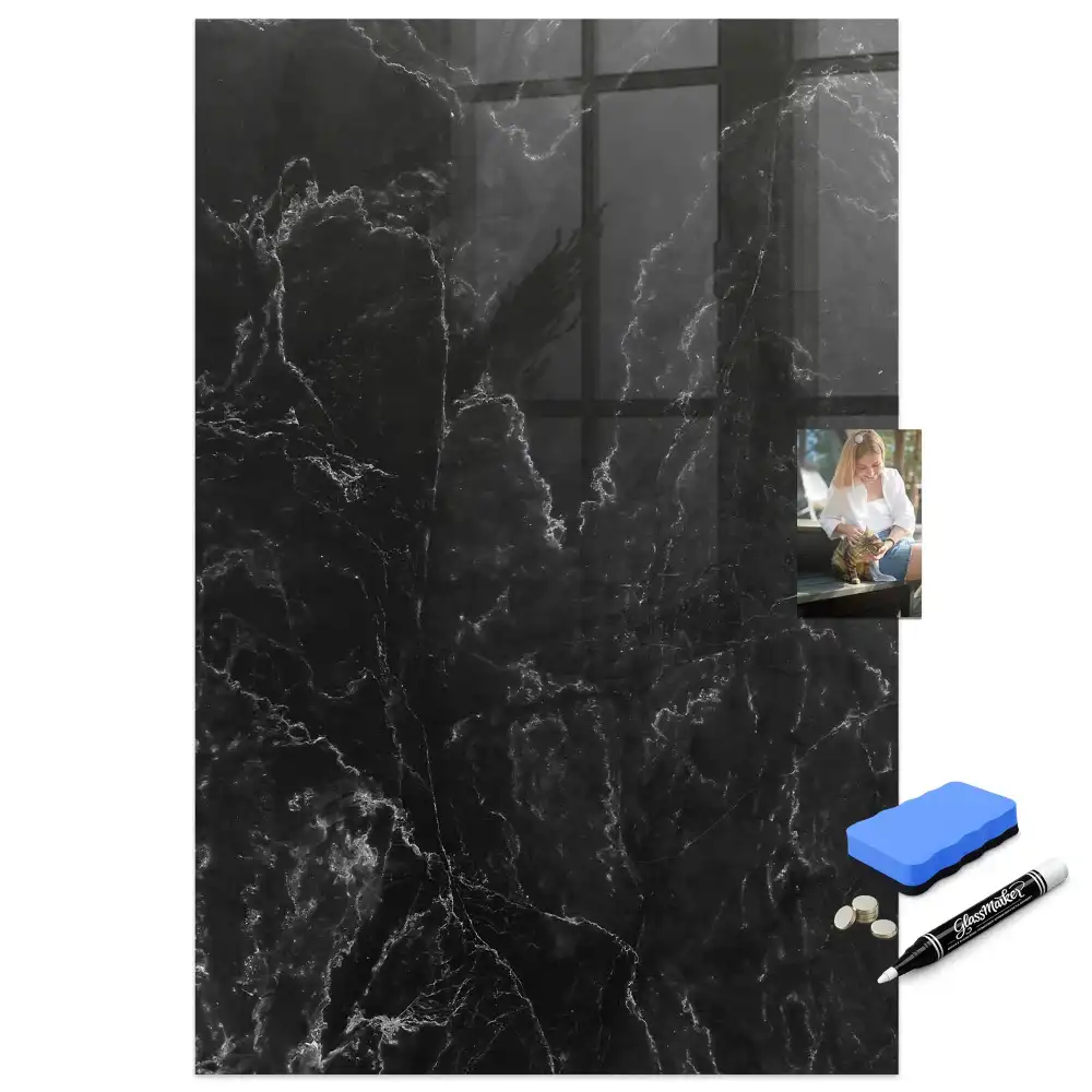 Tableau magnétique effaçable à sec motif granit foncé