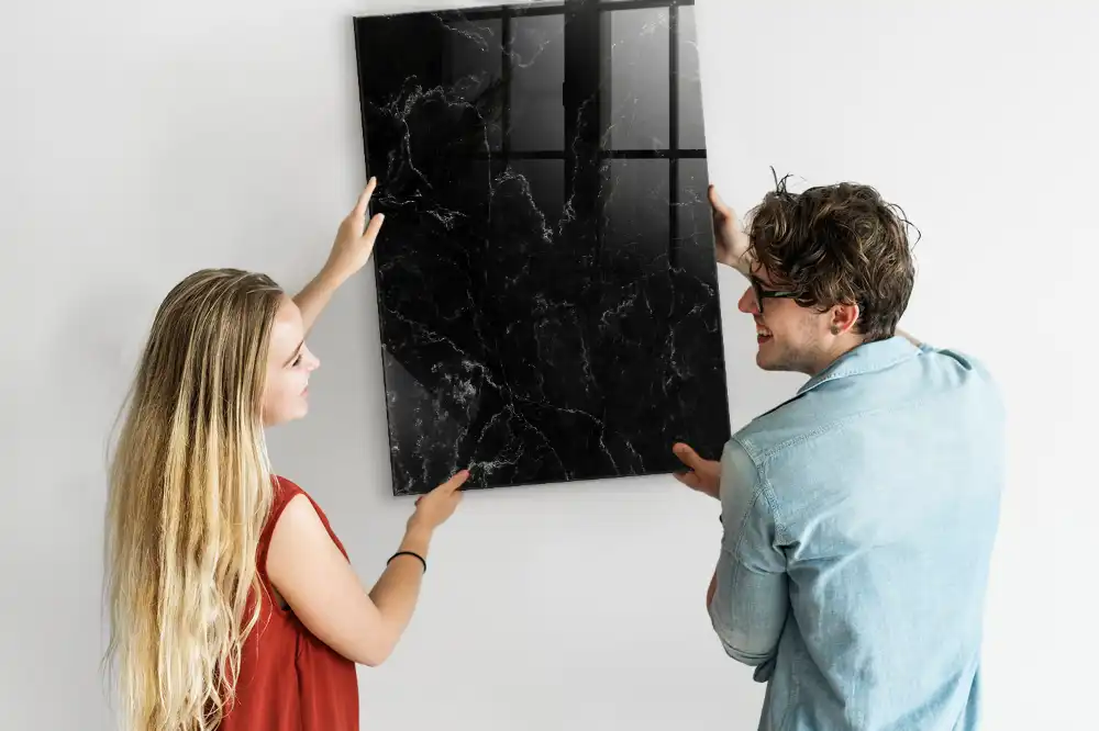 Tableau magnétique effaçable à sec motif granit foncé