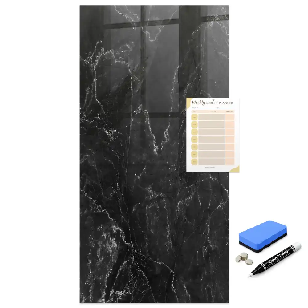 Tableau magnétique effaçable à sec motif granit foncé