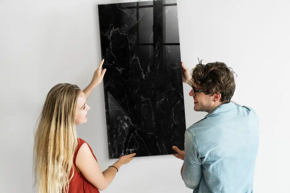 Tableau magnétique effaçable à sec motif granit foncé