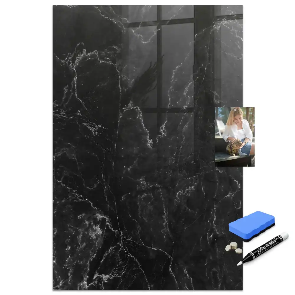 Tableau magnétique effaçable à sec motif granit foncé