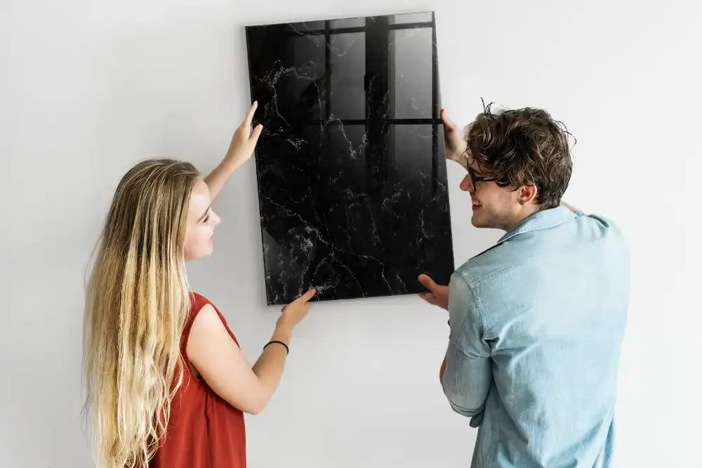 Tableau magnétique effaçable à sec motif granit foncé