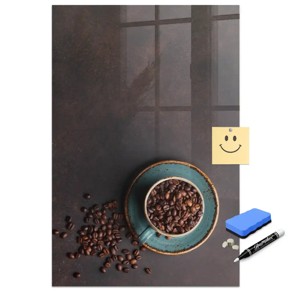 Tableau magnétique effaçable à sec motif café en grains