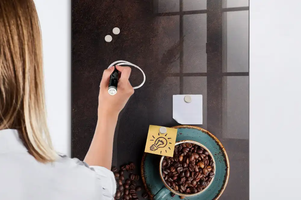 Tableau magnétique effaçable à sec motif café en grains