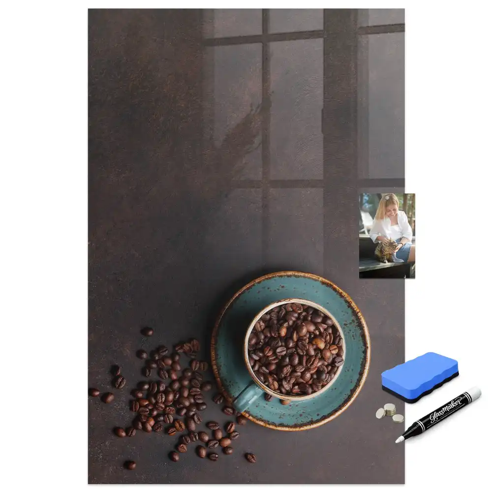 Tableau magnétique effaçable à sec motif café en grains