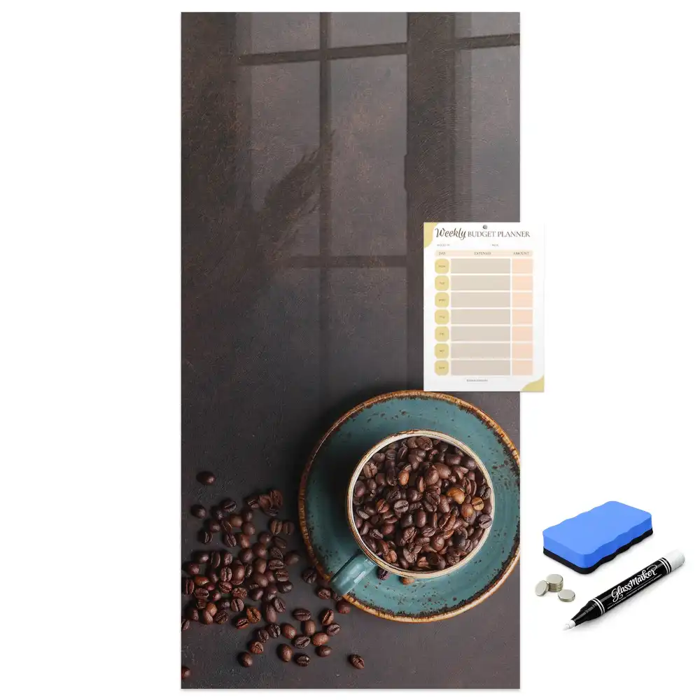 Tableau magnétique effaçable à sec motif café en grains