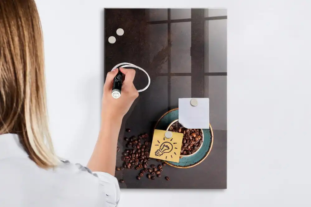 Tableau magnétique effaçable à sec motif café en grains