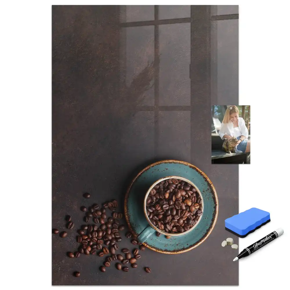 Tableau magnétique effaçable à sec motif café en grains