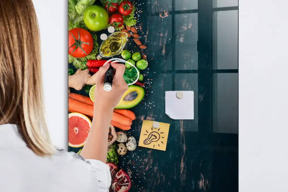 Tableau magnétique effaçable sur les aliments à base de plantes