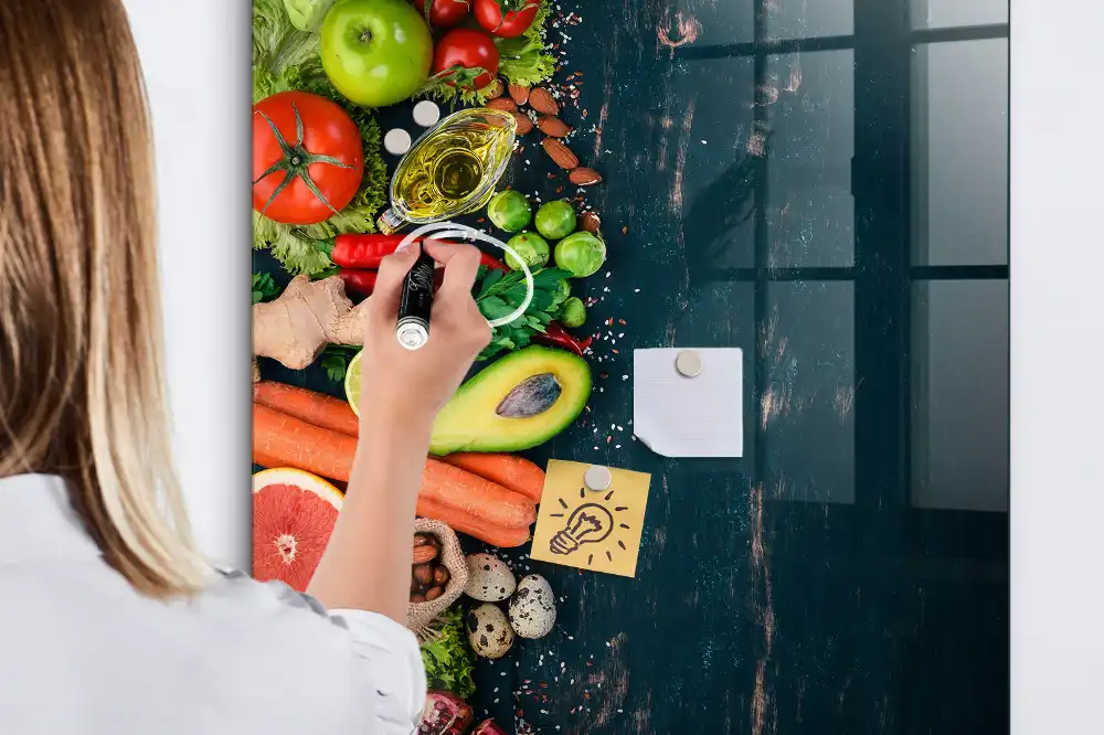 Tableau magnétique effaçable sur les aliments à base de plantes