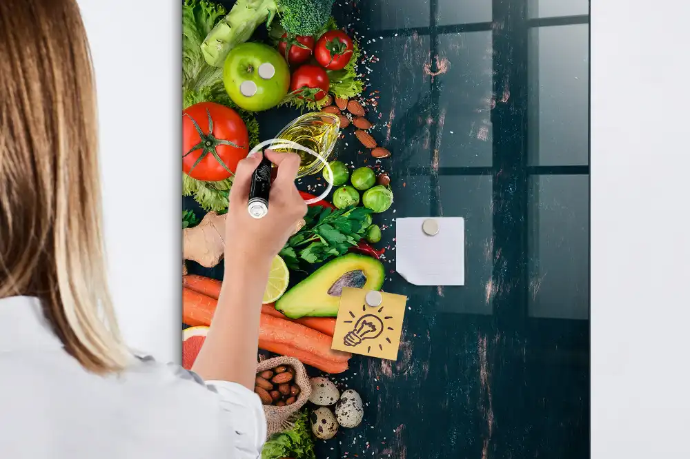 Tableau magnétique effaçable sur les aliments à base de plantes