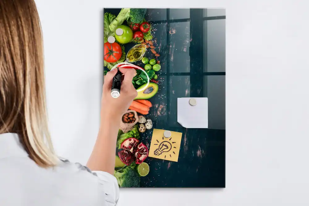 Tableau magnétique effaçable sur les aliments à base de plantes