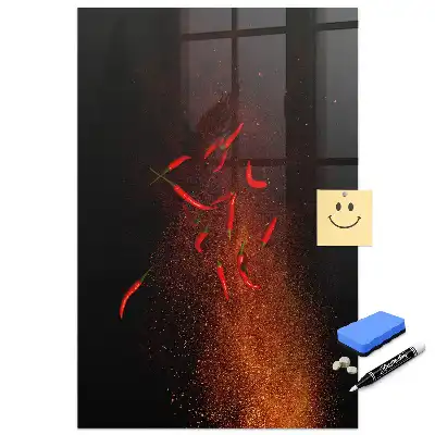 Tableau magnétique effaçable à sec piment fort