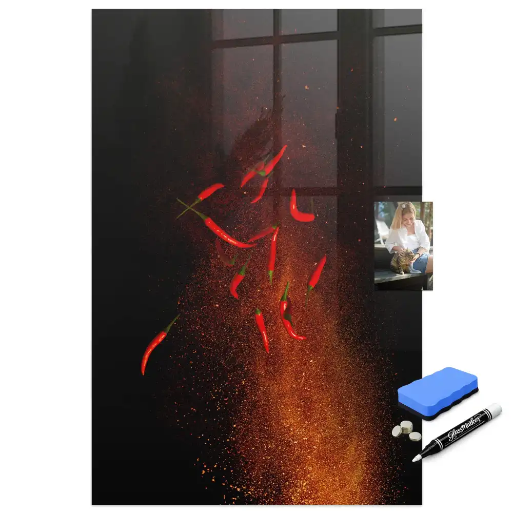Tableau magnétique effaçable à sec piment fort