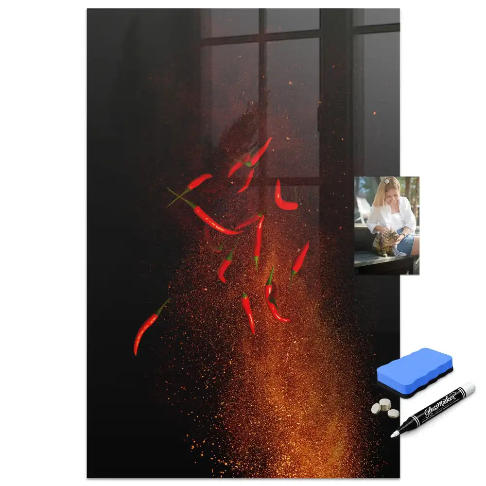 Tableau magnétique effaçable à sec piment fort