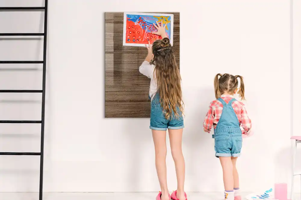 Tableau magnétique effaçable avec cadre en bois