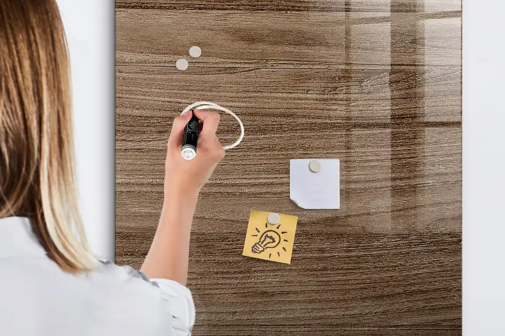 Tableau magnétique effaçable avec cadre en bois