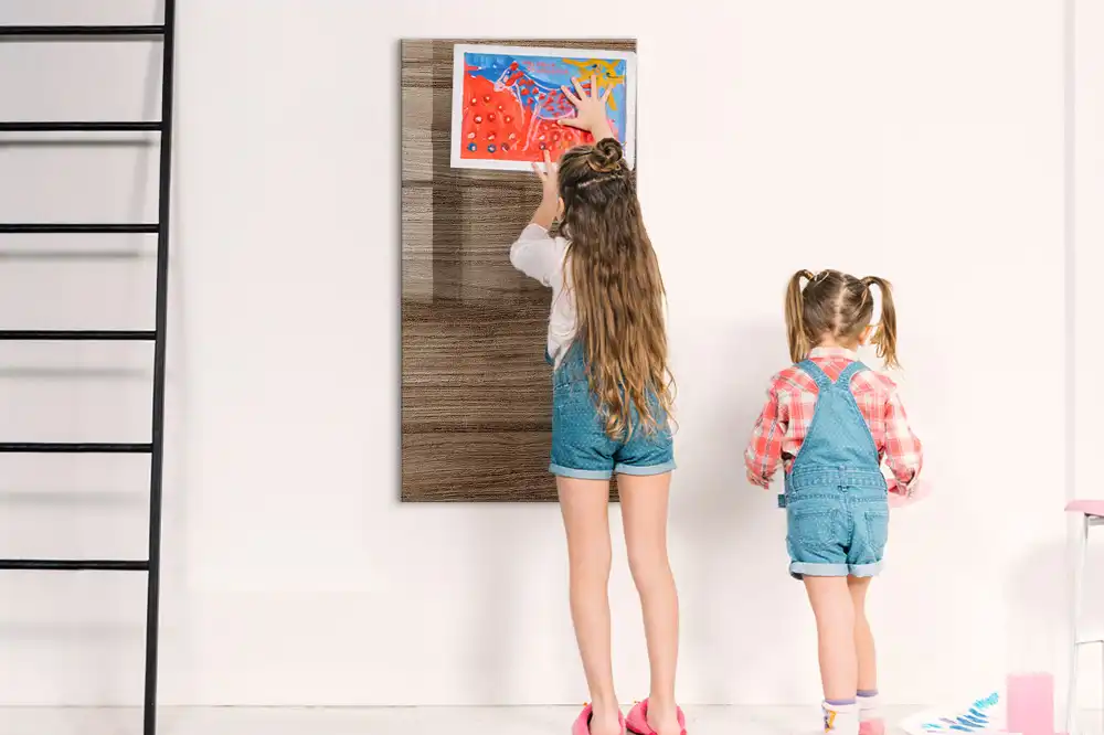 Tableau magnétique effaçable avec cadre en bois