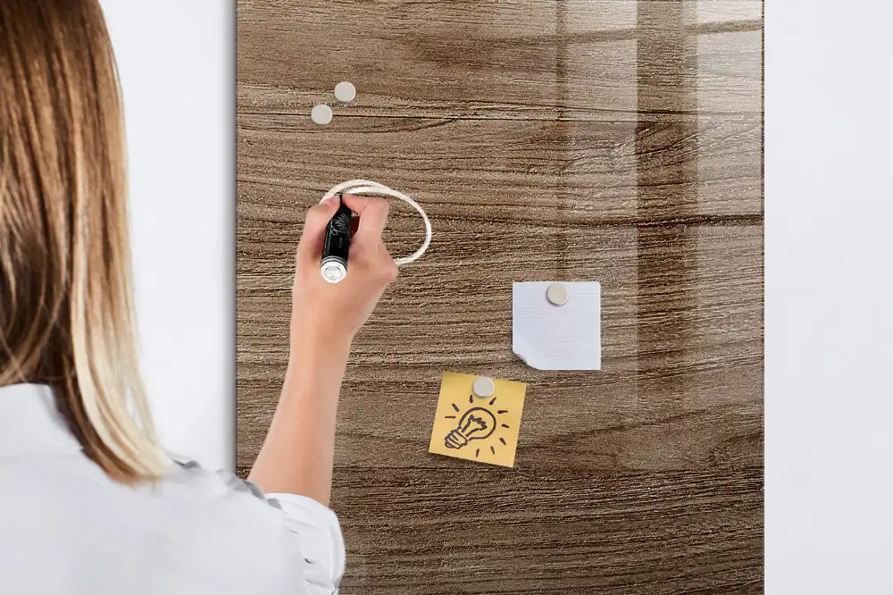 Tableau magnétique effaçable avec cadre en bois