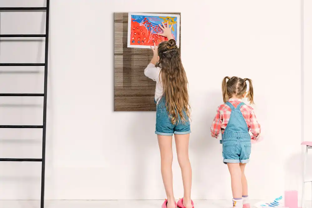 Tableau magnétique effaçable avec cadre en bois