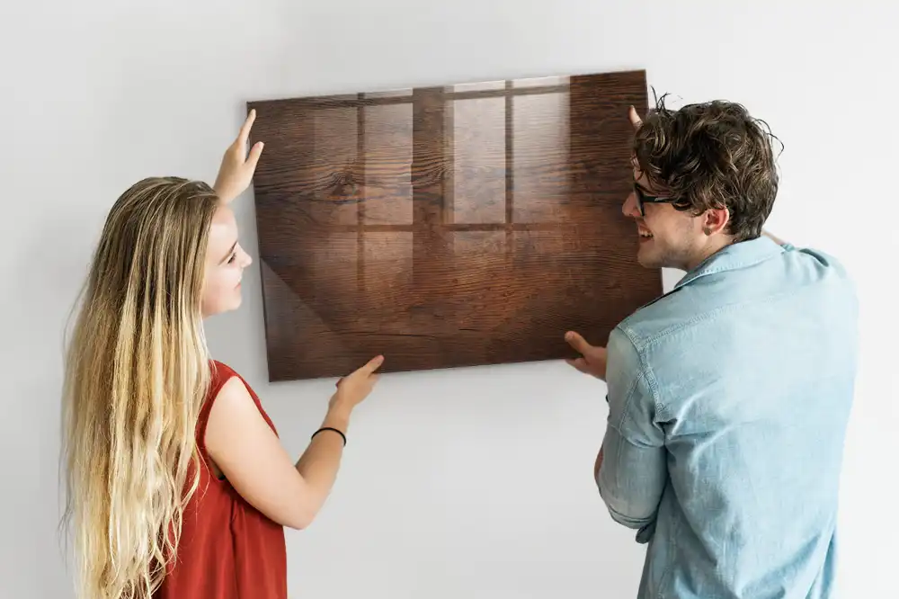 Tableau blanc magnétique effaçable à sec finition vieux chêne