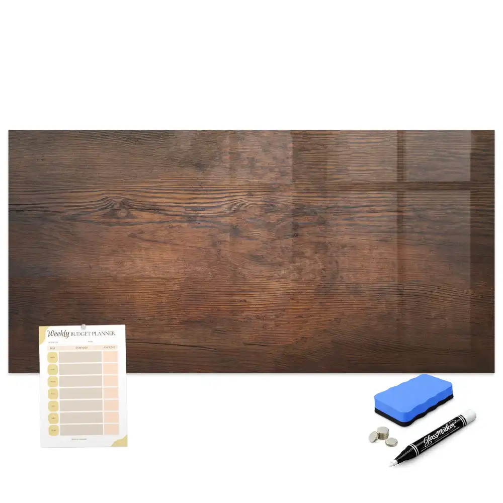 Tableau blanc magnétique effaçable à sec finition vieux chêne