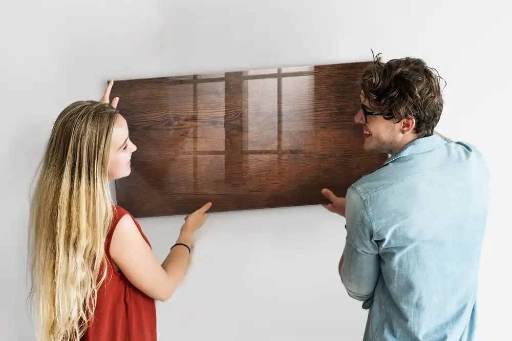 Tableau blanc magnétique effaçable à sec finition vieux chêne