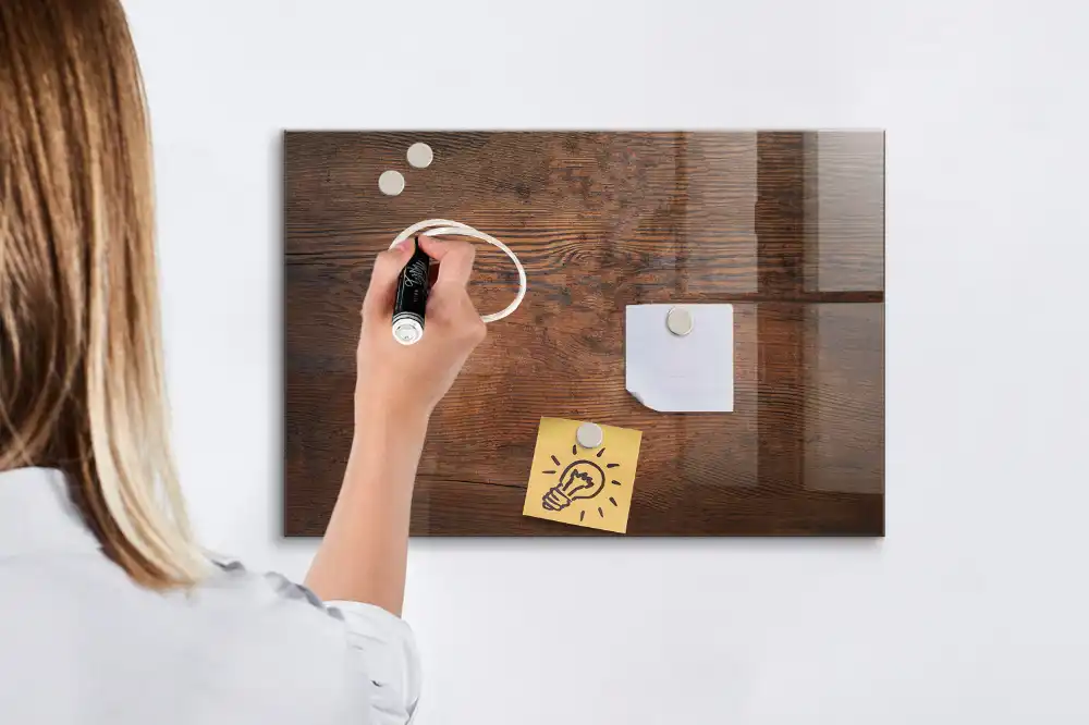 Tableau blanc magnétique effaçable à sec finition vieux chêne