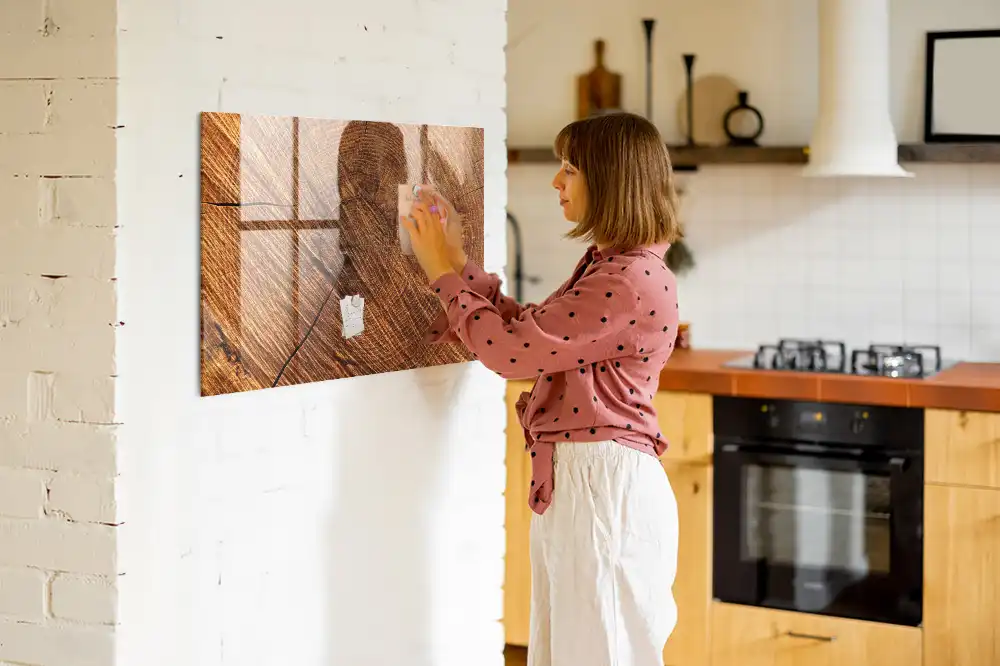Tableau magnétique décoratif en bois avec feutre